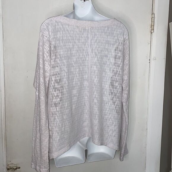 DYLAN White Slub Knit Lightweight Boxy Fit Top-S - Picture 4 of 6